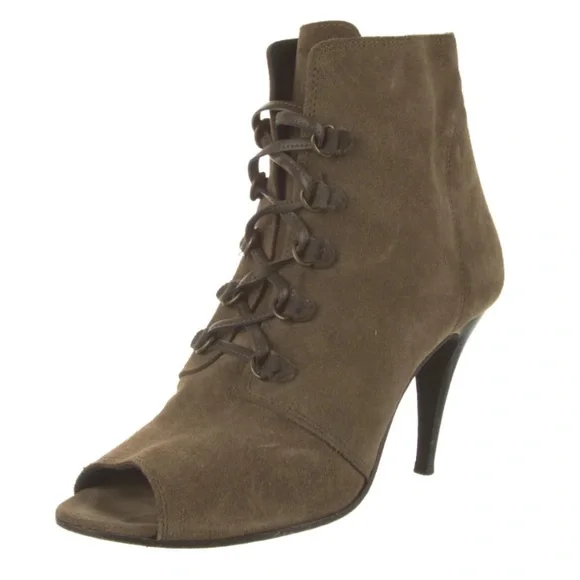 Genuine leather Suade lace up booties